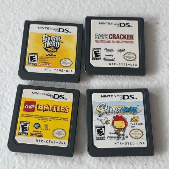 4 Game Nintendo DS Game Lot Guitar Hero Safe Cracker Lego Battles Scribble Nauts - Picture 1 of 2